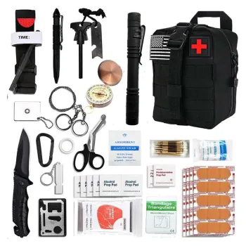 Molle Tactical Survival Kit with CAT Tourniquet and First Aid Essentials