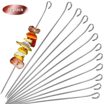 Acciaio inossidabile piatto in metallo riutilizzabile BBQ Skewers Brilling bastoncini