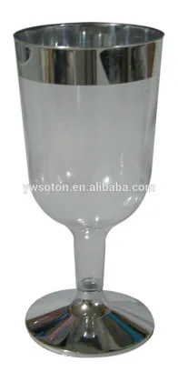 Party Essentials Hard Plastic Two Piece Disposable Plastic Wine Glasses