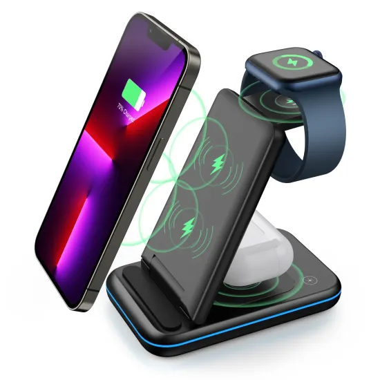 2024 New 3in1 Magnetic Foldable Cube Wireless Charger for Phone, Watch, and EarPods (Type-C)