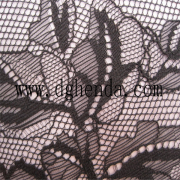 black lace fabric bond jersey fabric for garment