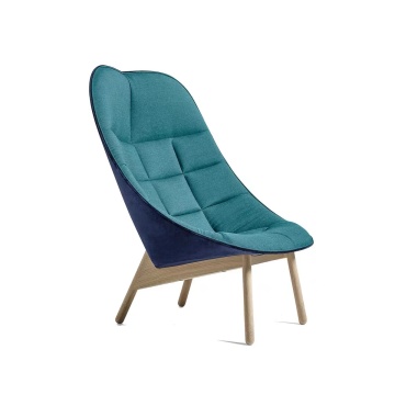 Chaise couchée à cadre en fibre de verre à l&#39;intérieur avec une éponge de coussin haute densité à base de couvercle en bois massif avec tissu ou cuir PU