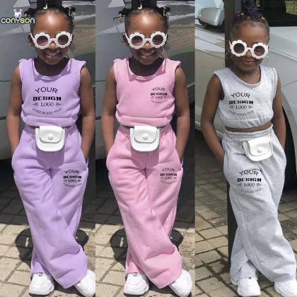 Summer Kids Girls Boutique Clothing Sets: Slim Fit Sweatpants and Sports Jogger Pants