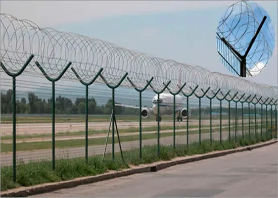 Razor barbed wire airport fence