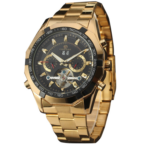 Alloy Case stainless steel Men Gold Watch