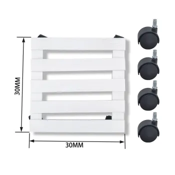 White Wooden Plant Caddy - Flower Pot Rack with Wheels