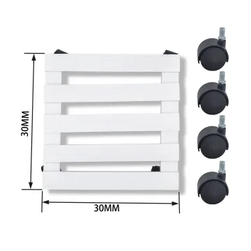 White Wooden Plant Caddy - Flower Pot Rack with Wheels