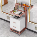 New Design Salon Furniture Barber Shop Cabinet , Modern Gold Salon Tool Trolly , Metal Hairdressing Cabinet With Drawer