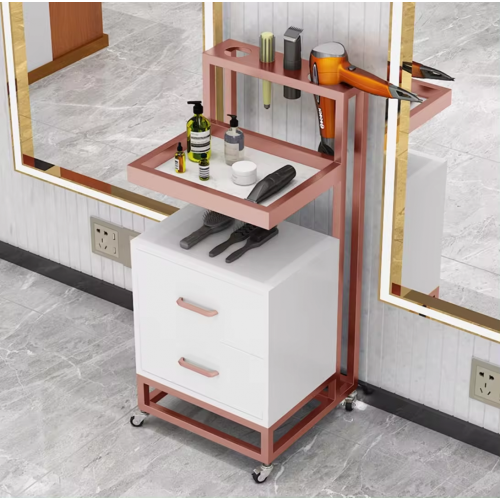 New Design Salon Furniture Barber Shop Cabinet , Modern Gold Salon Tool Trolly , Metal Hairdressing Cabinet With Drawer