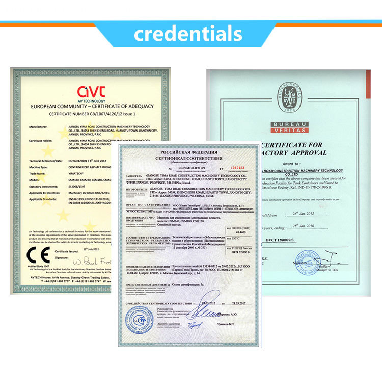 certificate asphalt plant 