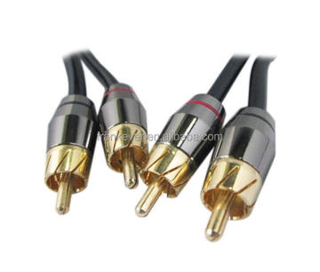 Kabel Audio RCA 1.14m/3.73ft - 2 RCA hingga 2 penyambung bersalut emas RCA