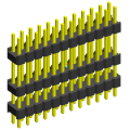 Encabezado de pin de paso de 2.00 mm (.079 &quot;) DISMO DE PLÁSCO TRIPLE DE PLÁSTO DUAL 180 °/RECTO