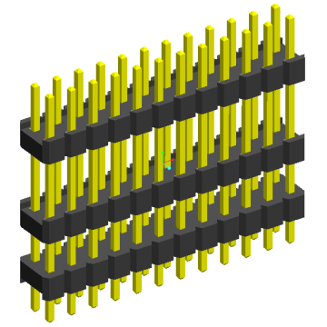 2,00mm (.079 &quot;) Πίεση PITH Header Dual Row Triple Plastic Dip 180 °/Straight