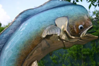 metal casting bronze dorado fish fountain for outdoor garden