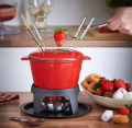 Gjutjärn röd fondue uppsättning