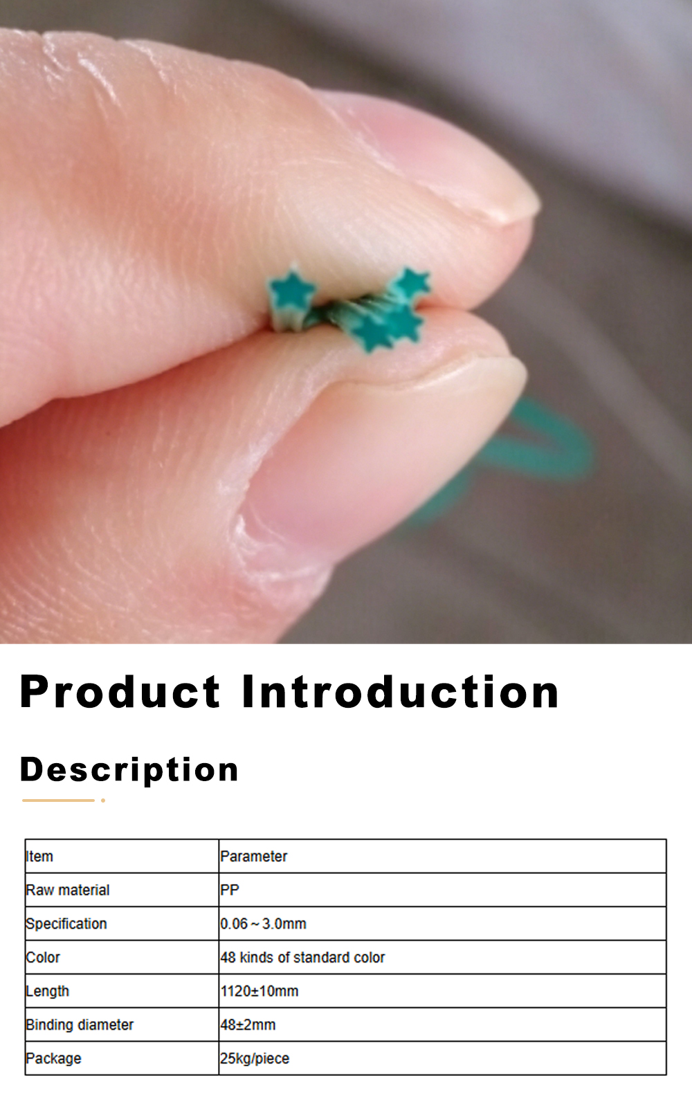 Teal PP Star Shape Filament for Brush Making x
