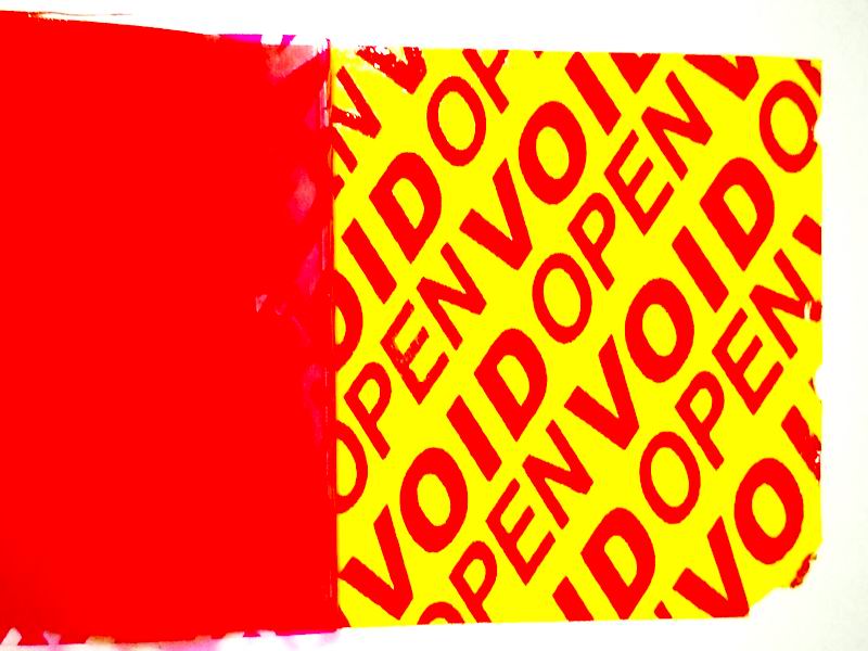 red all transfer OPEN VOID label material