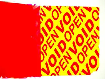 red all transfer OPEN VOID label material