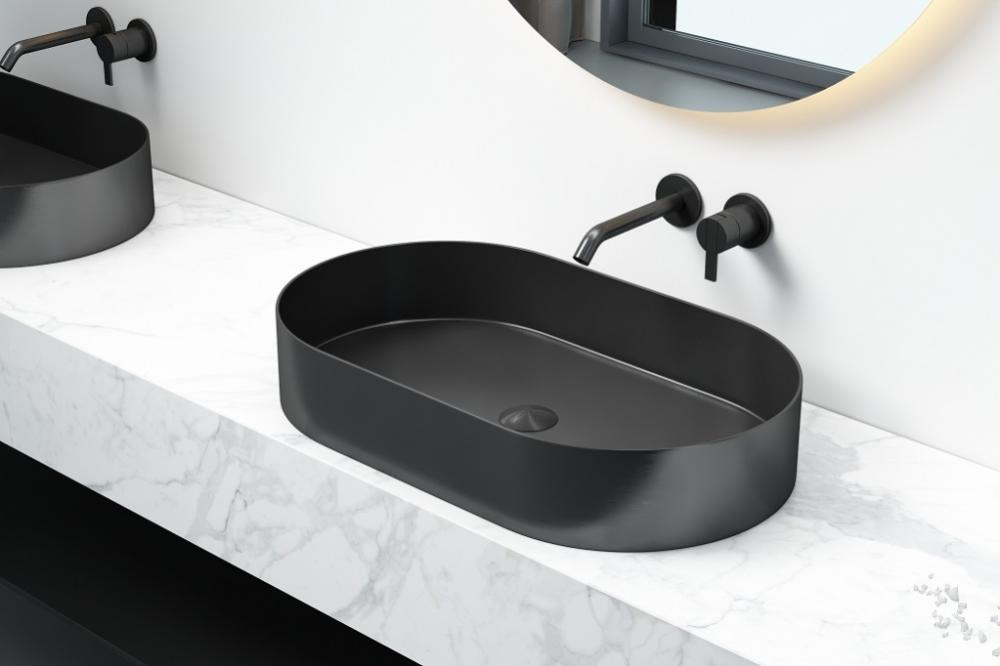 Matt Black Handmade Bathroom Sinks Single Basin