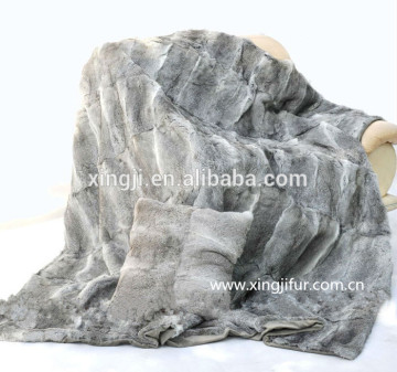 chinchilla rabbit fur blanket natural color