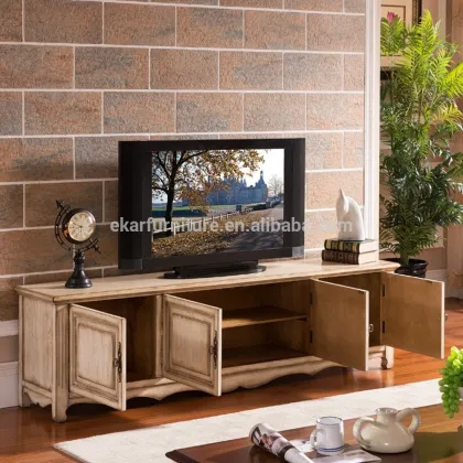 White Wash Wood Furniture Tv Cabinet