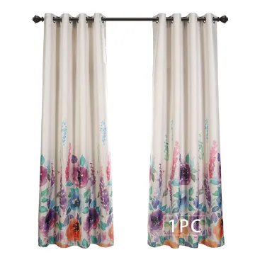 Low MOQ Custom 100% Polyester High Shading Big Floral Purple Grommet Printed Curtains Blackout