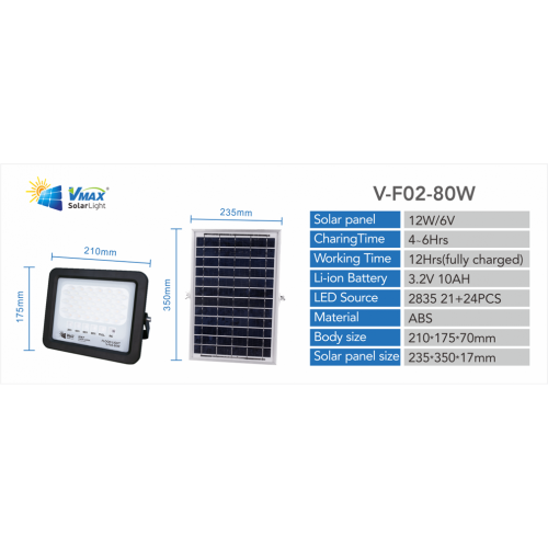 Foco solar de 80W con mezcla de colores