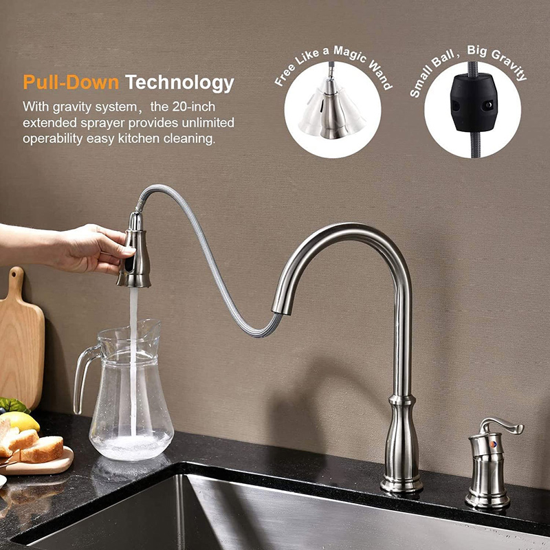 2 Hole Kitchen Faucet Stainless Steel Chrome Mixer