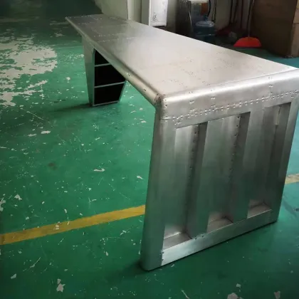 customized aviation furniture metal Aluminium  aviator wing desk home office desk handmade rivets spitfire airplane table