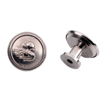 Custom Loop Sewing Brass Engraved Screw Logo Shank Button - BM10224