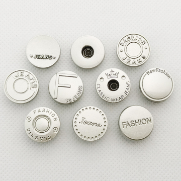 Wholesale Matte Silver Custom Letter Name Engraved Metal Jeans Buttons