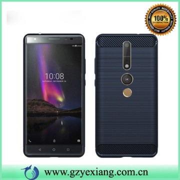 carbon fiber brush back cover case for lenovo phab 2 pro soft tpu case