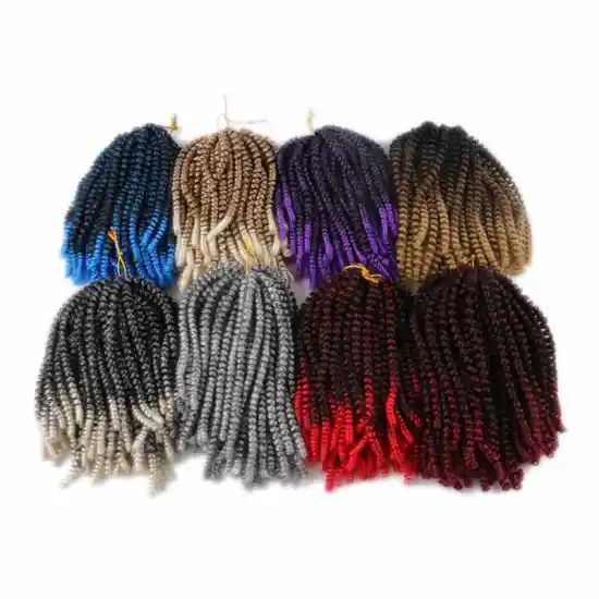 DHL Free Shipping 200packs/carton  Ombre Crochet Braids Synthetic Braiding Hair 8'' 110g Fluffy Spring Twist Croceht Braids