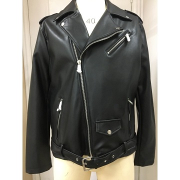 Blouson moto noir en similicuir