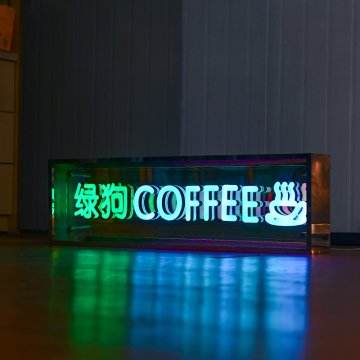Acrylic Abyss Mirror Light Box with Mini Luminous Characters Logo Billboard in Stainless Steel Frame