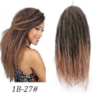 Marley Braid Twist Hair Crochet Braids Afro Kinky Curly Puff Synthetic Braiding Hair Extensions Bulk Yaki Black Ombre Brown