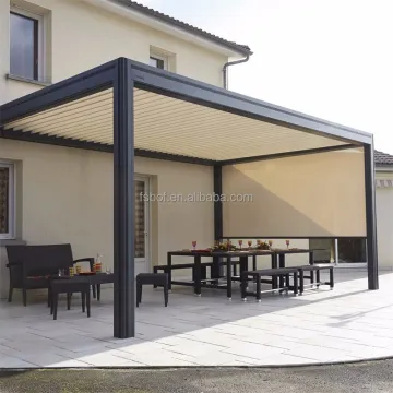 Adjustable Aluminum Louvered Pergola with Mosquito Netting - 3x3m and 3x4m Outdoor Deck Patio Gazebo