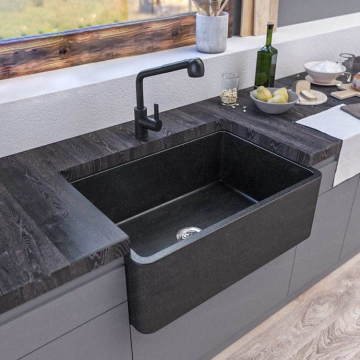 Luxury Large Size Black Quartz Kitchen Sink by European Designer