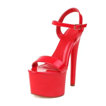 New sexy lady high-heeled waterproof platform open-toe single bar buckle stiletto sandals 12-15cm for women