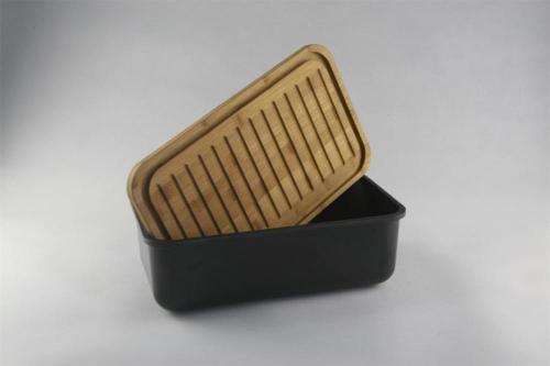 caja de pan de fibra de bambú con tapa