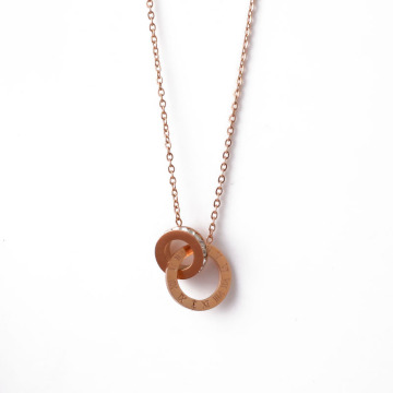 Stainless Steel Hx Share Ins Style Zircon Necklace for Ladies with Roman Pendant