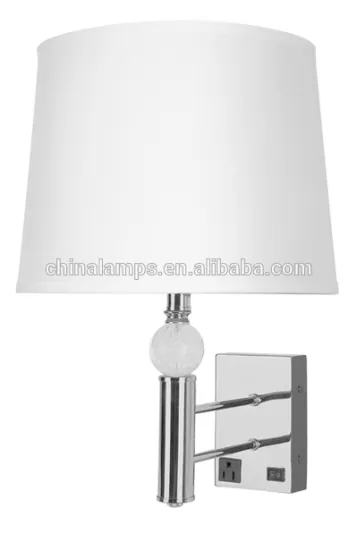 Luxury hotel supplies from china industrial brushed nickel wall lamp with round shade for hilton hotel facility UL certificate