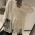 Irregular fringe jumper women