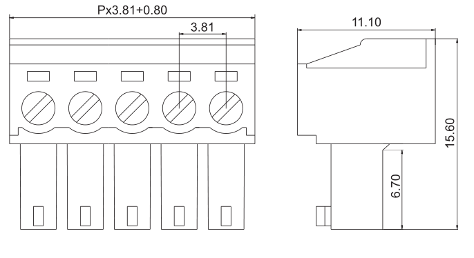 3.81mm pitch PCB fixed pluggable terminal block