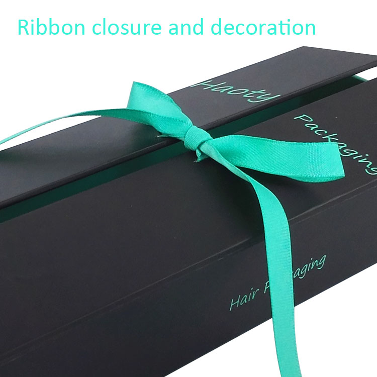 Exquisite Cardboard Hair Extension Packaging Box With Ribbon