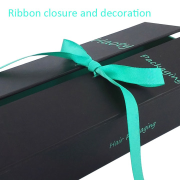 Exquisite Cardboard Hair Extension Packaging Box With Ribbon