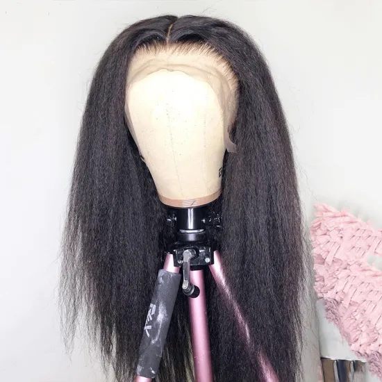 Ready To Ship Peruvian Virgin Swiss Lace Raw Straight Preplucked Kinky Straight 100% Hd Curly Human Hair Lace Front Wigs