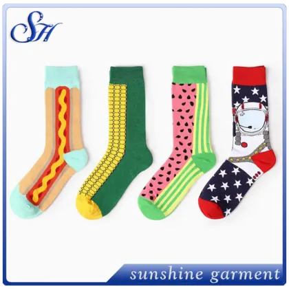 Happy socks with colorful patterns custom logo men socks