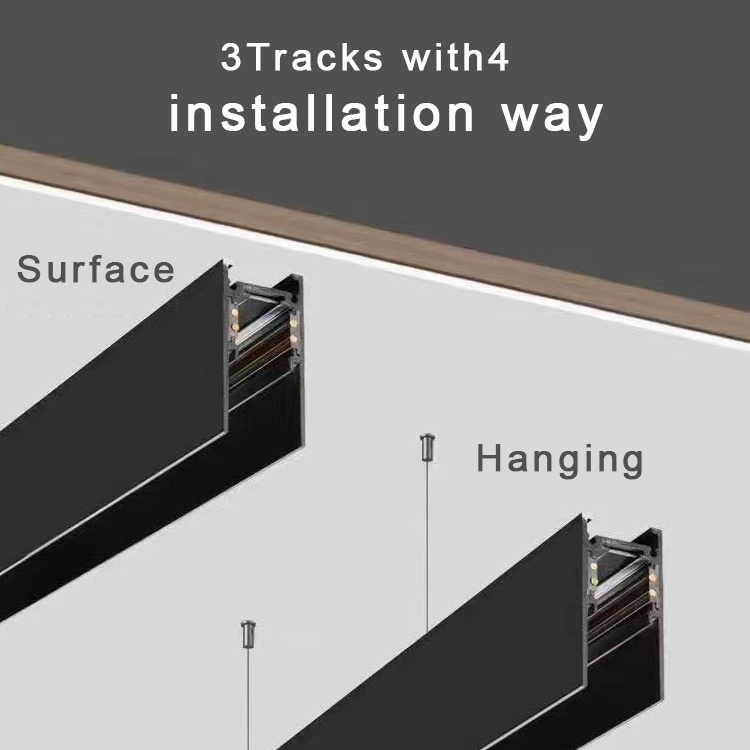 DC48V LED magnetic track light with Tuya Zigbee CCT Dimming and surface recessed pendant magnetic Linear track light system