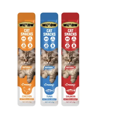 Lickable Cat Food: Chicken & Salmon Flavored Wet Cat Snacks 15g